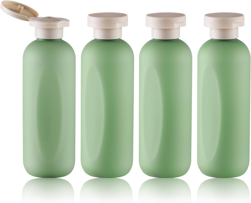 owlyee 6.7oz Travel Shampoo Bottle, Empty Plastic Squeeze Bottles with Flip Cap, 4PCS Lotion Container for Toiletries (200ml, Green) - Image 1